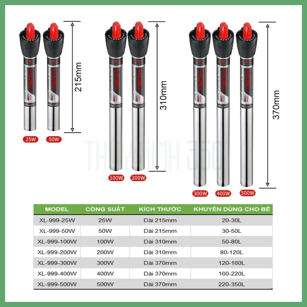 Thông số kích thước & công suất của XL-999 Series